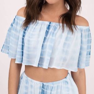 Tie dye off the shoulder crop top